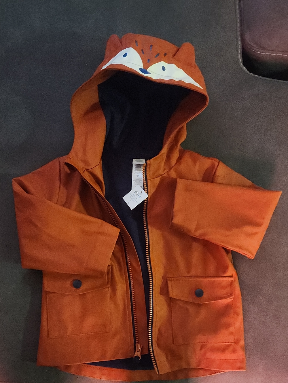 Little Me Orange Fox Hooded Raincoat